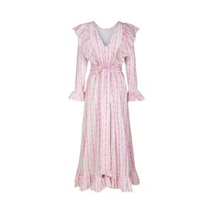 Cras Alanacras Floral Prairie Pink Cottagecore Maxi Ruffle Dress 40 MEDIUM